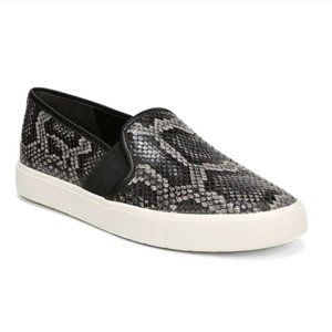 Vince Blair Snake Print Leather Slip On Sneaker